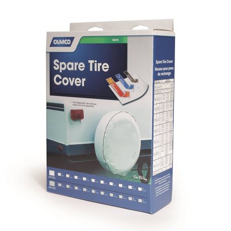 CAMCO COVER, SPARETIRE L / 25-1/2IN DIA VINYL, ARCTIC WHITE 45347